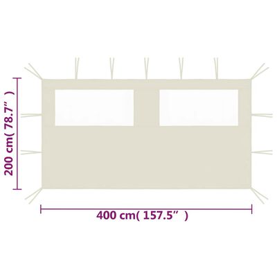 vidaXL Pared lateral de cenador con ventanas color crema 4x2 m