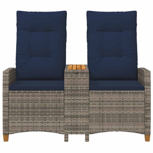 vidaXL Banco reclinable con mesa Gris y azul marino 126 x 65 x 112 cm