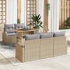 vidaXL Conjunto de sof&aacute; de jard&iacute;n 6 pcs Beige Polirat&aacute;n