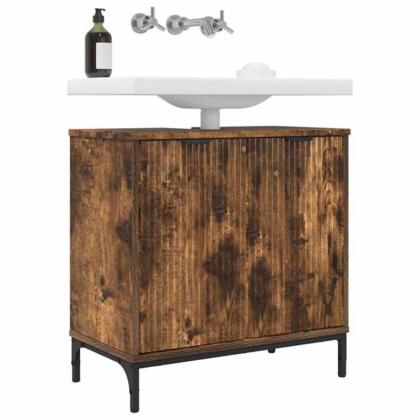 vidaXL Gabinete de Lavabo para Ba&ntilde;o Roble ahumado 60,5 x 33,5 x 61 cm