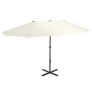 vidaXL Sombrilla de jard&iacute;n con palo de aluminio arena 460x270 cm
