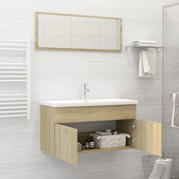 vidaXL Juego de muebles de ba&ntilde;o madera de ingenier&iacute;a roble Sonoma