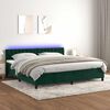 vidaXL Cama box spring colch&oacute;n y LED terciopelo verde oscuro 200x200cm