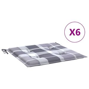 vidaXL Cojines de silla de jard&iacute;n 6 uds tela a cuadros gris 40x40x3 cm