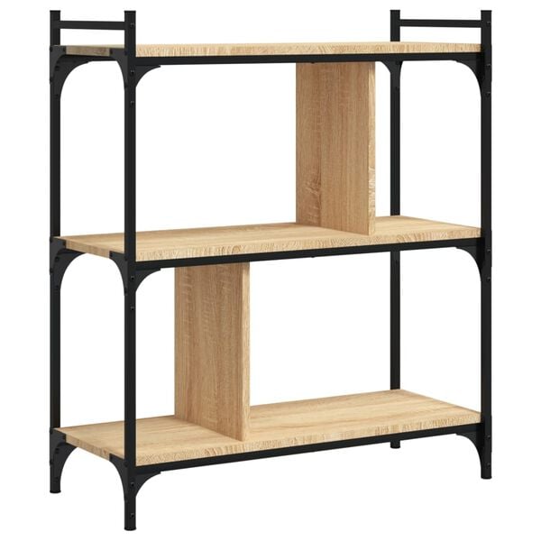 vidaXL Librer&iacute;a 3 estantes madera ingenier&iacute;a roble Sonoma 76x32x88 cm