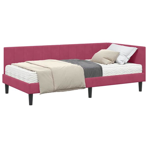vidaXL Estructura de Cama Esquina con Colchón 2 pcs Verde Terciopelo