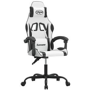 vidaXL Silla gaming cuero sint&eacute;tico blanco y negro