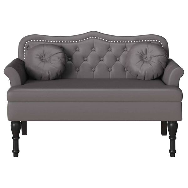 vidaXL Banco Chesterfield Gris 120.5 x 65 x 75 cm Cuero sintético