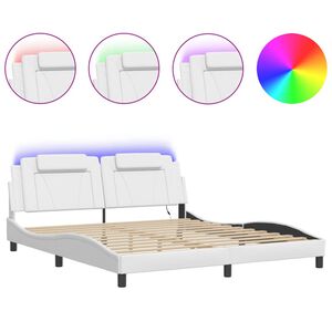 vidaXL Estructura de cama Viana con LED sin colch&oacute;n sin colch&oacute;n blanco 180x200 cm