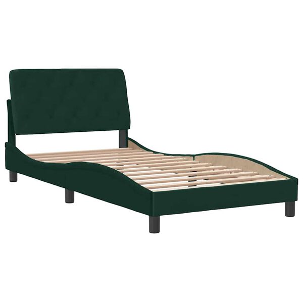 vidaXL Estructura cama sin colch&oacute;n terciopelo verde oscuro 100x200 cm