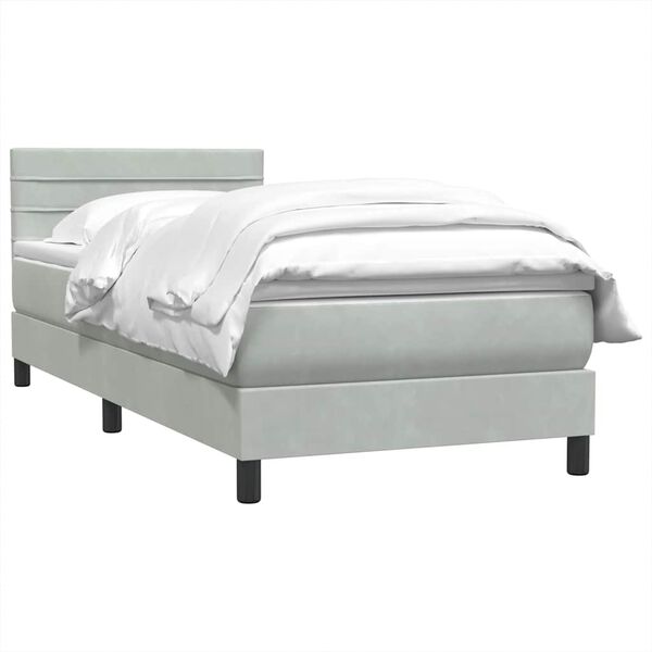 vidaXL Cama box spring con colch&oacute;n terciopelo gris claro 100x220 cm