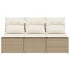 vidaXL Sofá de jardín de 3 plazas con cojines ratán sintético beige