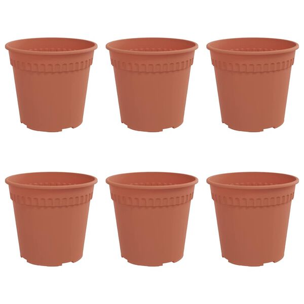 vidaXL Maceta Redonda para Flores 6 pcs Rojo Ladrillo &Oslash; 19 x 16 cm