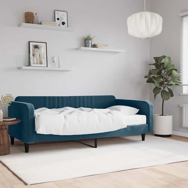 vidaXL Sof&aacute; cama con colch&oacute;n terciopelo azul 100x200 cm