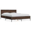 vidaXL Estructura cama madera ingenier&iacute;a metal marr&oacute;n roble 135x190 cm