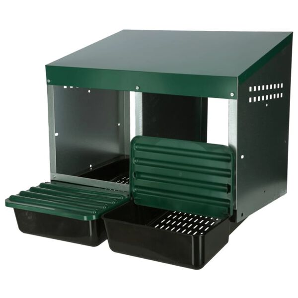 Kerbl Ponedero doble para gallinas de plástico verde 53x52x43,5 cm