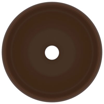 vidaXL Lavabo de lujo redondo cerámica marrón oscuro mate 40x15 cm