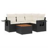 vidaXL Set de muebles de jard&iacute;n 5 pzas y cojines rat&aacute;n sint&eacute;tico negro