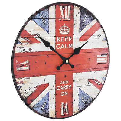 vidaXL Reloj vintage de pared con flores UK 30 cm