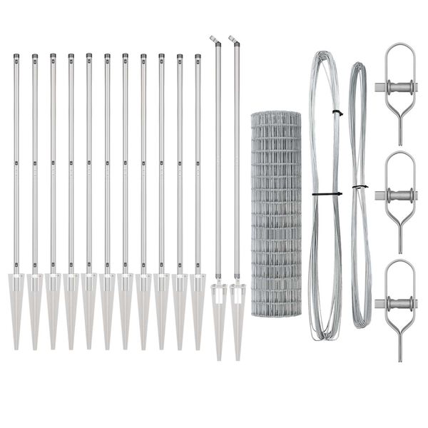 vidaXL Valla con Poste Plateado 1,2 x 25 m Acero