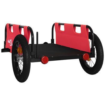 vidaXL Remolque para bicicletas hierro y tela Oxford rojo