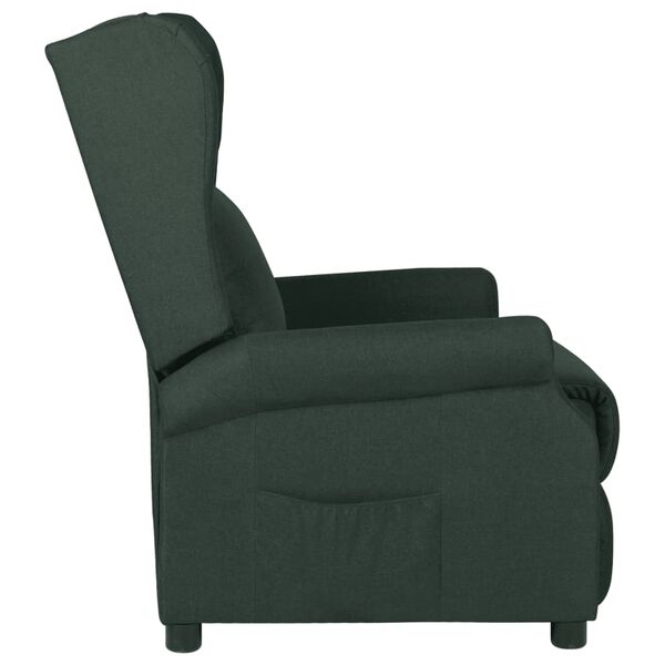 vidaXL Sill&oacute;n reclinable de tela verde oscuro