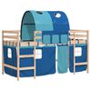 vidaXL Cama alta para ni&ntilde;os con t&uacute;nel madera pino azul 90x200 cm