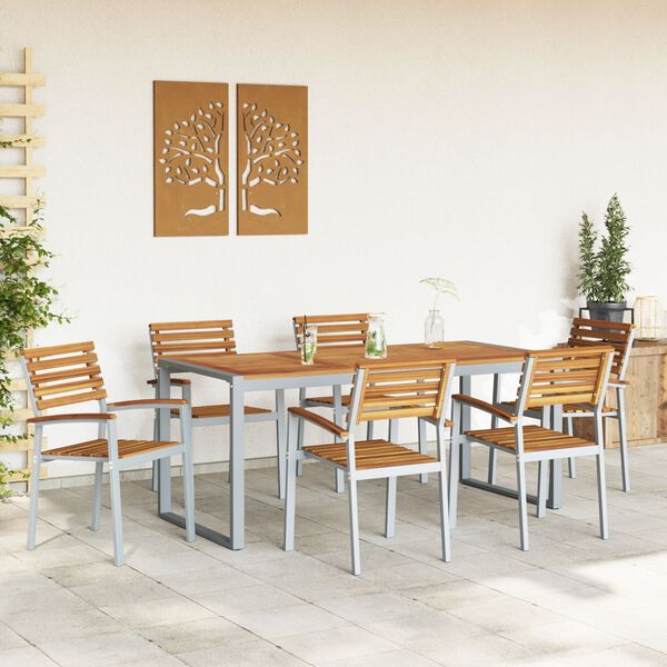 vidaXL Conjunto de Comedor de Jard&iacute;n 7 pcs Gris