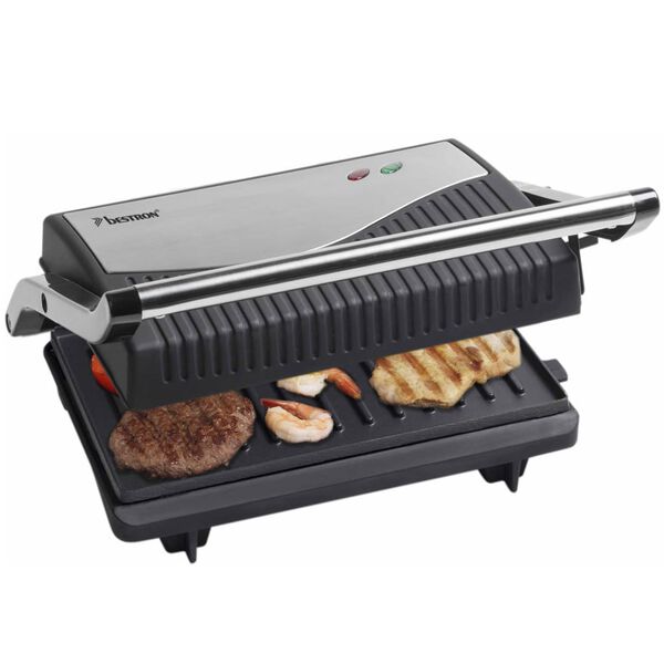 Bestron Plancha grill 750 W plateado y negro acero inoxidable APG150