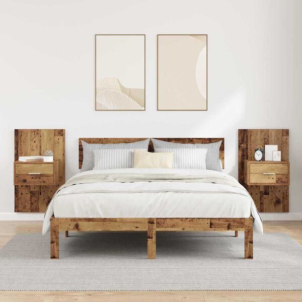 vidaXL Armario de Noche con caj&oacute;n 2 pcs Madera vieja 50 x 32,5 x 80cm