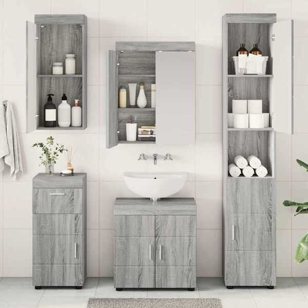 vidaXL Juego de muebles de ba&ntilde;o TULUM Gris Sonoma Madera de ingenier&iacute;a