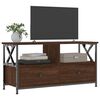 vidaXL Mueble TV hierro y madera contrachapada roble marr&oacute;n 90x33x45cm