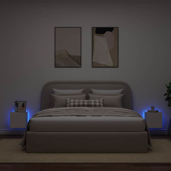 vidaXL Muebles de TV de pared con luces LED 2 uds blanco 30,5x35x30 cm