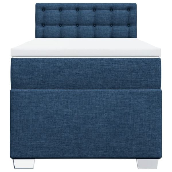 vidaXL Cama box spring con colch&oacute;n tela azul 90x190 cm