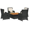 vidaXL Set de muebles de jard&iacute;n 5 pzas y cojines rat&aacute;n sint&eacute;tico negro