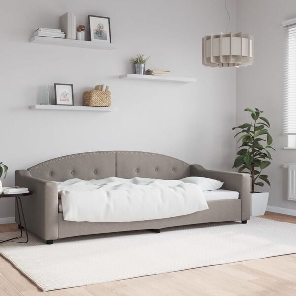 vidaXL Sof&aacute; cama sin colch&oacute;n tela taupe 90x200 cm