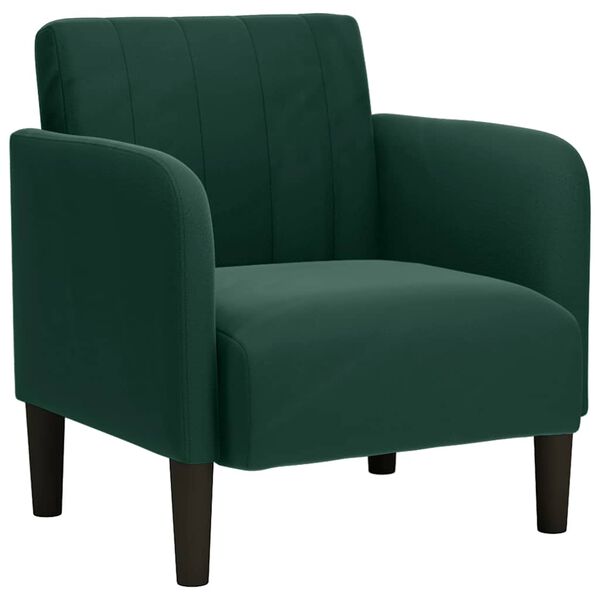 vidaXL Sill&oacute;n con reposabrazos Terciopelo Verde Oscuro 54 cm
