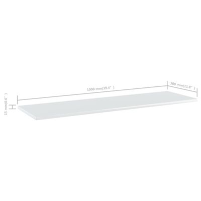 vidaXL Estante para estantería 4 uds madera blanco brillo 100x30x1,5cm