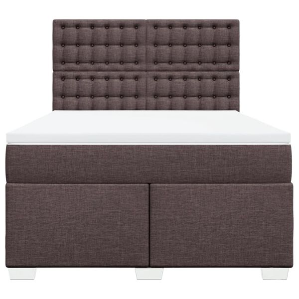 vidaXL Cama box spring con colch&oacute;n tela marr&oacute;n oscuro 160x200 cm