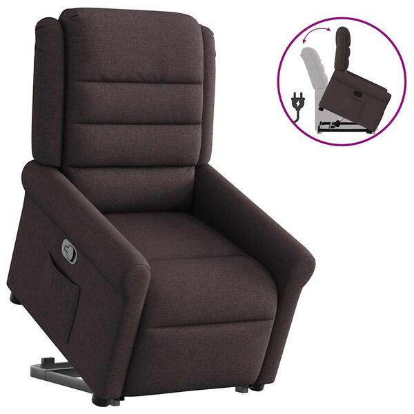 vidaXL Sill&oacute;n reclinable elevable tela marr&oacute;n oscuro