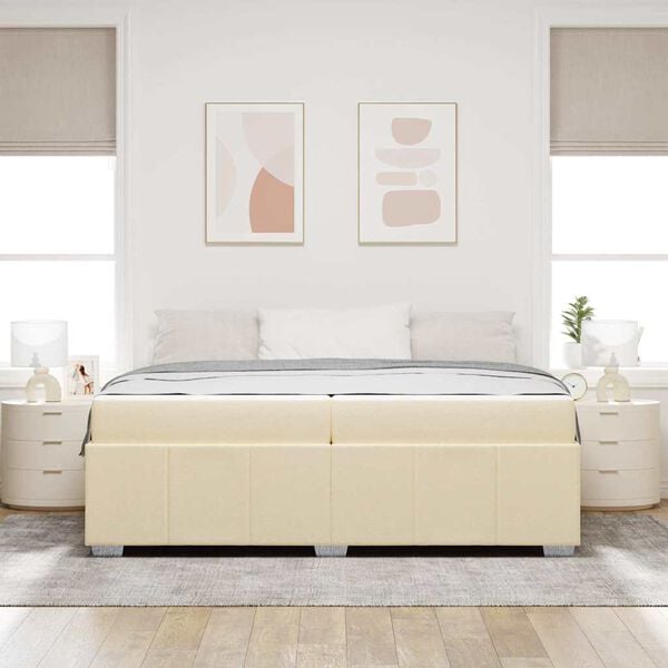 vidaXL Estructura de cama con colch&oacute;n Crema 200 x 200 cm tela