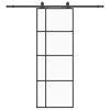 vidaXL Puerta corredera con juego herrajes negro 76x205 cm ESG vidrio