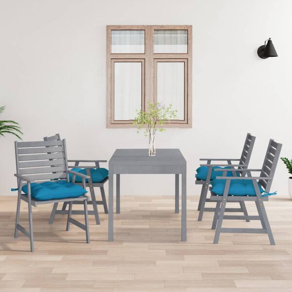 vidaXL Sillas de comedor jard&iacute;n con cojines 4 uds madera maciza acacia