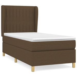 vidaXL Cama box spring con colch&oacute;n tela marr&oacute;n oscuro 90x190 cm