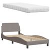 vidaXL Cama con colchón Hanko tela gris taupe 80x200 cm