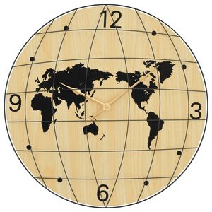 vidaXL Reloj de pared de madera de ingenier&iacute;a amarillo y negro &Oslash;50 cm