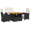 vidaXL Juego comedor jard&iacute;n 4 piezas con cojines rat&aacute;n sint&eacute;tico negro