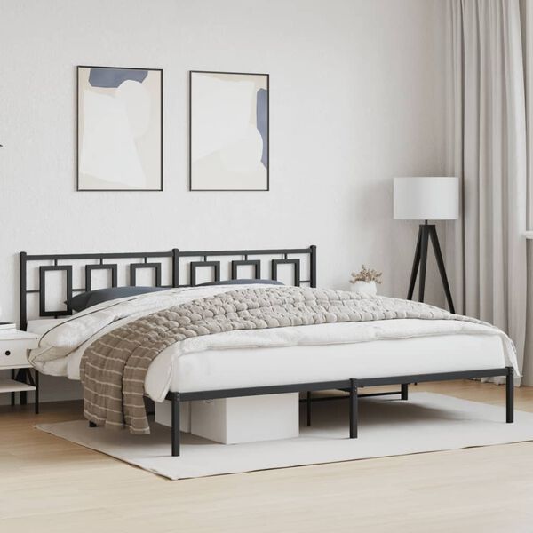 vidaXL Estructura cama sin colchón con cabecero metal negro 193x203 cm