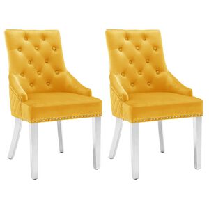 vidaXL Sillas de comedor 2 unidades de terciopelo amarillo