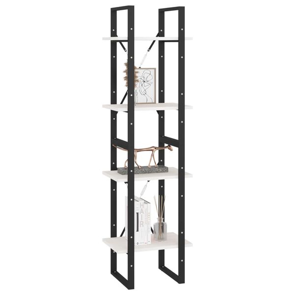 vidaXL Estantería 4 niveles madera maciza de pino blanco 40x30x140 cm